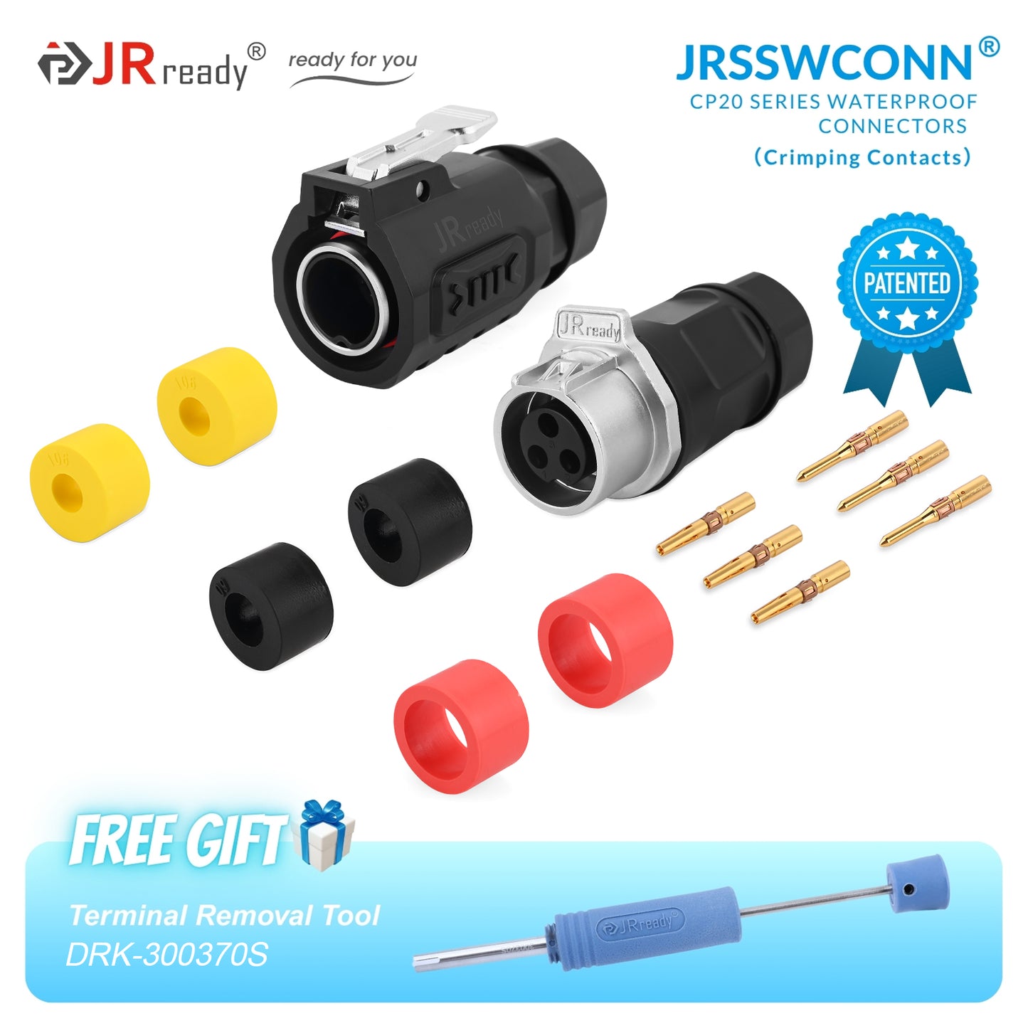 JRready JRSSW CP20 Series 2-Pin / 3-Pin / 4-Pin Crimping Type Plastic Plug & In-Line Socket