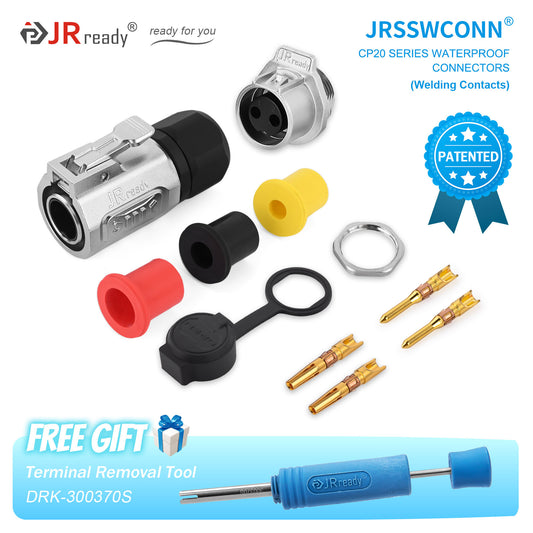 JRready JRSSW CP20 Series 1-Mounting Hole 2-Pin / 3-Pin / 4-Pin Soldering Type Metal / Plastic Plug & Socket Waterproof Connectors