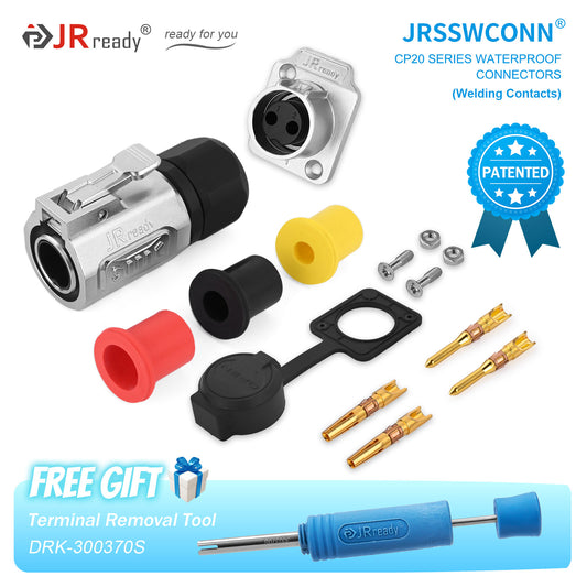 JRready JRSSW CP20 Series 2-Mounting Hole 2-Pin / 3-Pin / 4-Pin Soldering Type Metal / Plastic Plug & Socket Waterproof Connectors