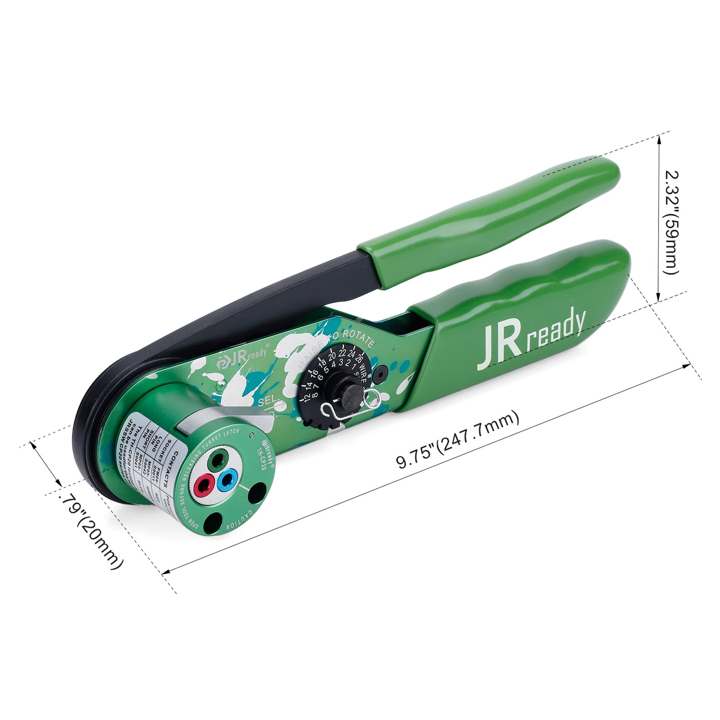 JRready ST2195 Tool Kit: NEW-ASF1G Green Version Crimping Tool(M22520/1-01 Equivalent) & TH-CP20 Positioner 12-26AWG