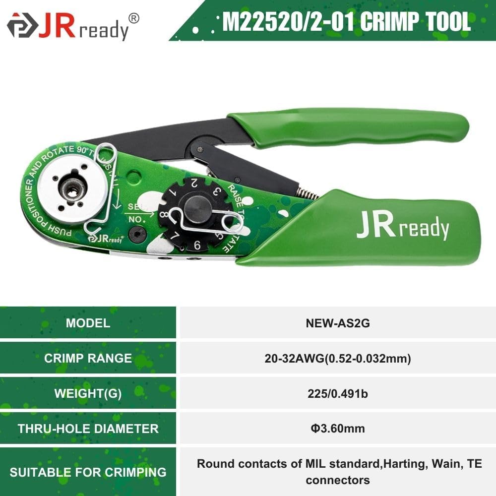 JRready NEW-AS2G Green Version Colorful Appearance Small Size Crimp Tool 20-32 AW