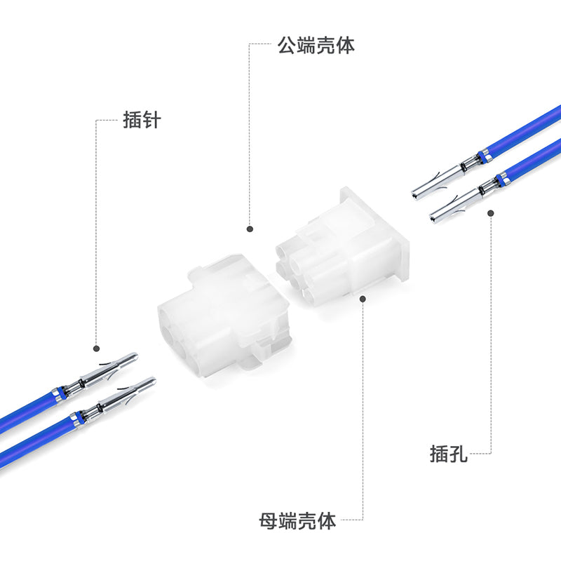 JRready MOLEX Connector JRN001 6 Pin (20Matched Sets), 2.13mm Diameter Sockets 14-20 AWG, Compatible with Molex MLX Power Connector, 6.35mm Pitch, Free Hanging(20 sets)