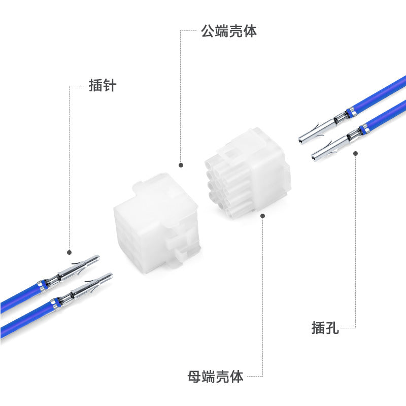 JRready MOLEX Connector JRN001 12 Pin (20Matched Sets), 2.13mm Diameter Sockets 14-20 AWG, Compatible with Molex MLX Power Connector, 6.35mm Pitch, Free Hanging(20 sets)