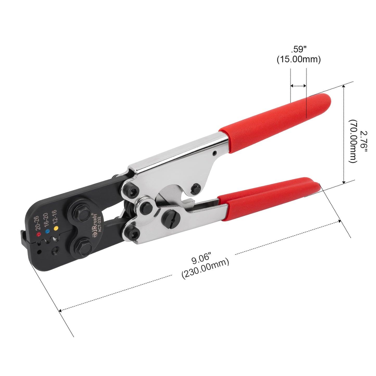 JRready CRIMP TOOL KIT: ACT-232(RED) (M22520/37-01 AD-1377) Crimp Tool & G411 Gage (M22520/39-01) for Crimping M81824/1,6,7,8,9,10,11,13,14 Heat Shrinkable Splices