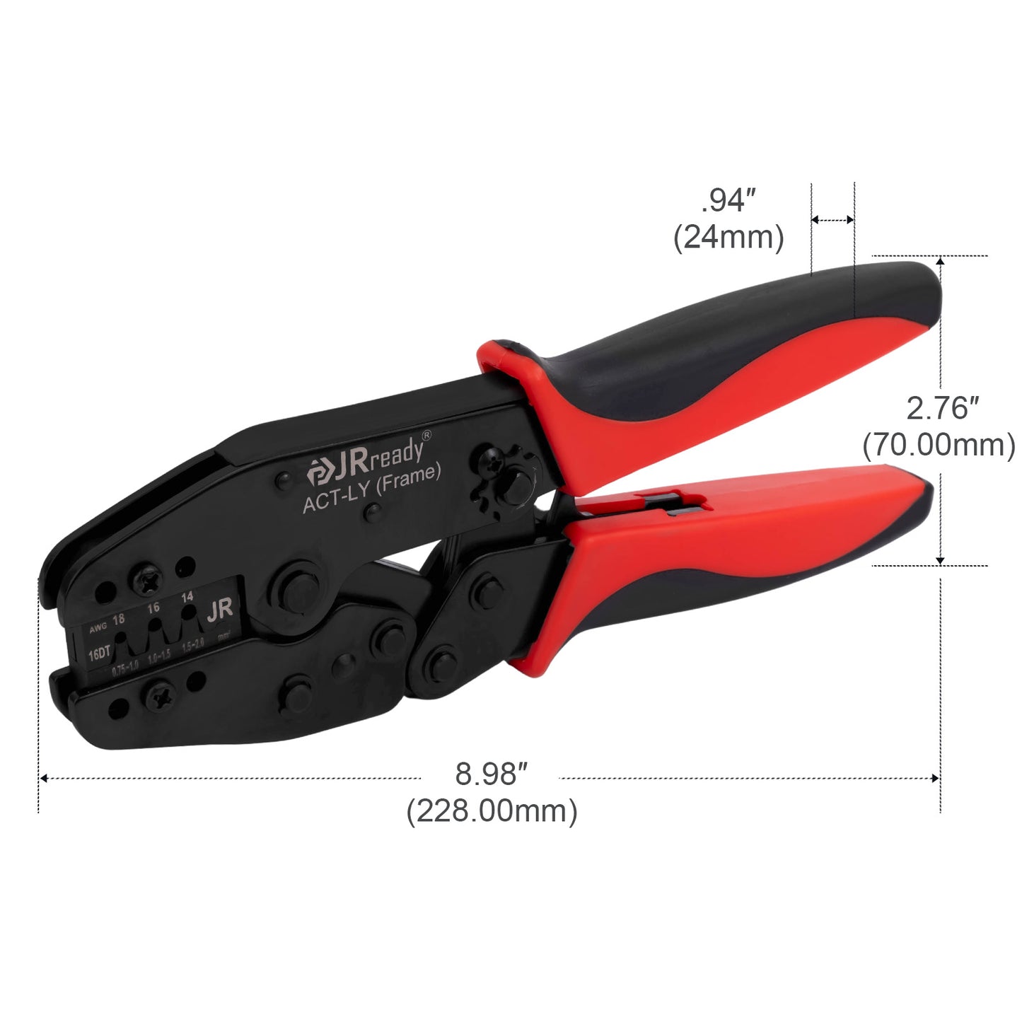 JRready ACT-LY-12DTP / ACT-LY-16DT / ACT-LY-20DTM Open Barrel Terminal Crimper for JRready / Deutsch DTP DT DTM Series 12#, 16#, 20# Stamped Formed Contacts