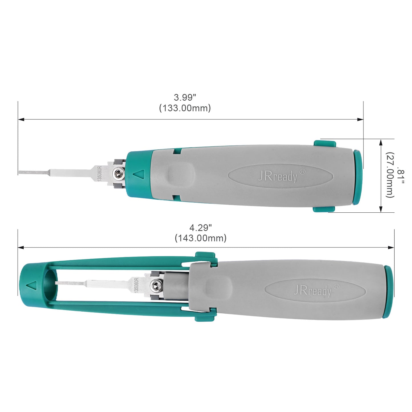 JRready JRconDRK-N135060R Single-Pin Terminal Extraction Tool for 0.6mm wide secondary slot flat-slot connectors and China Domestic DJ0.7 series automotive connectors.
