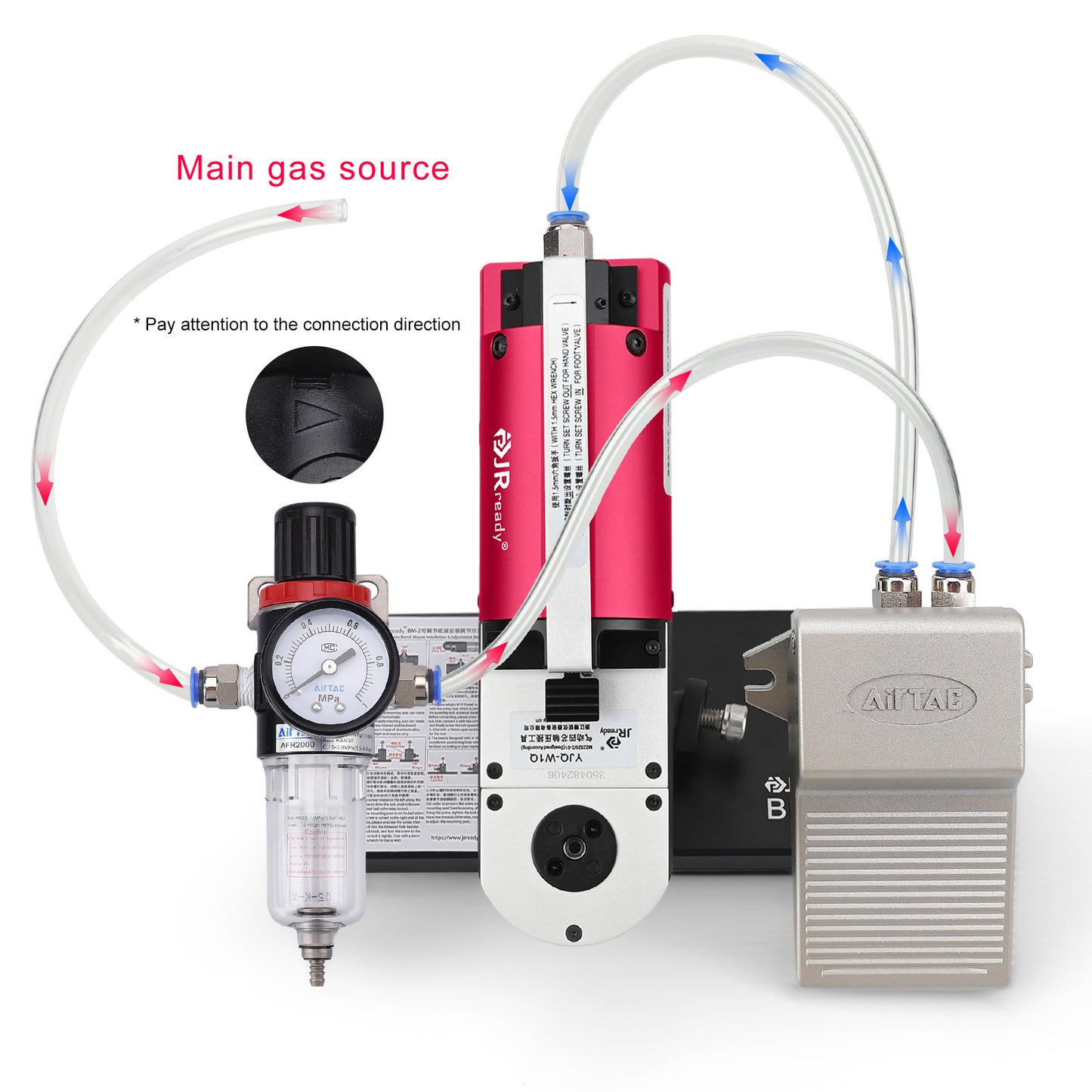 JRready ST4010 Pneumatic Crimp Tool Kit: YJQ-W1Q M22520/2-01 Pneumatic Crimp Tool & Adjustable Positioner 20-32AWG