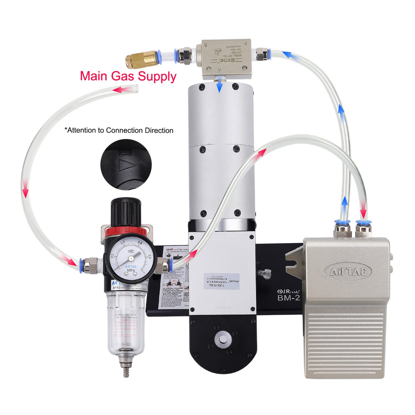 ST4030 Pneumatic Crimp Tool Kit: YJQ-W3Q WA27-309-2C Pneumatic Mid-Current Range Crimp Tool  & UF3-C001 Adjustable Positioner 8-18 AWG