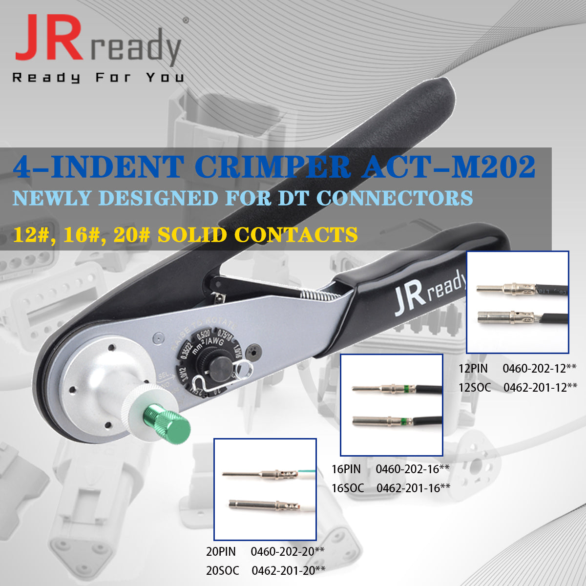 ACT-M202 Crimper(Small Version Deutsch HDT-48-00) Specially designed for Deutsch Solid Contacts 12#, 16#, 20# of DT DTM DTP Connectors