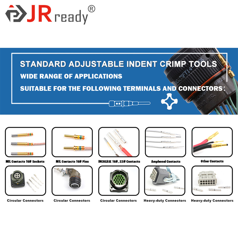 JRready ST2138 Werkzeugset: NEW-AS2 Crimpzange (M22520/2-01 20-32 AWG) + Universalpositionierer & NEW-AS1 Crimpzange (M22520/1-01 12-26 AWG) + UF6-UF2-5 Positionierer