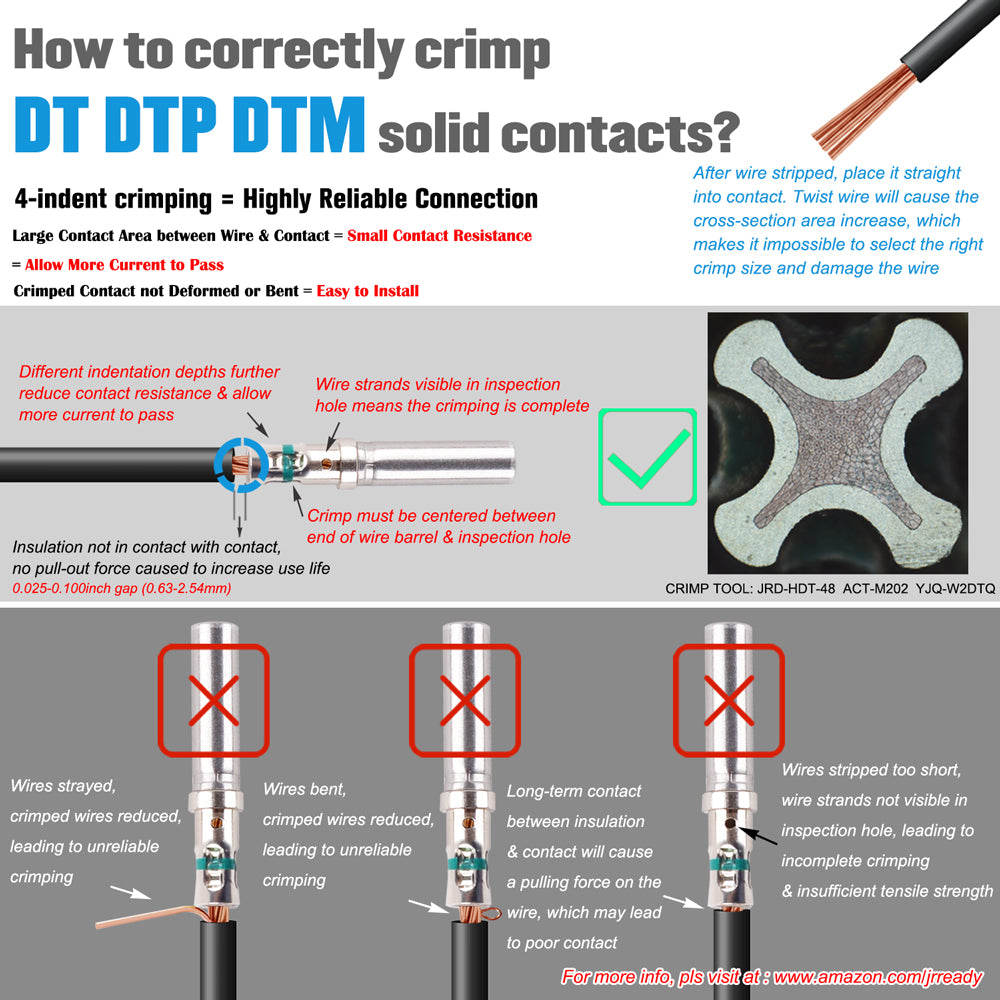 JRready ST6118 Size 16 Contacts Solid Contacts Kit: Male 0460-215-16141 Closed Barrel Pins /Female Sockets 0462-209-16141 Wire 14(100 Pair)