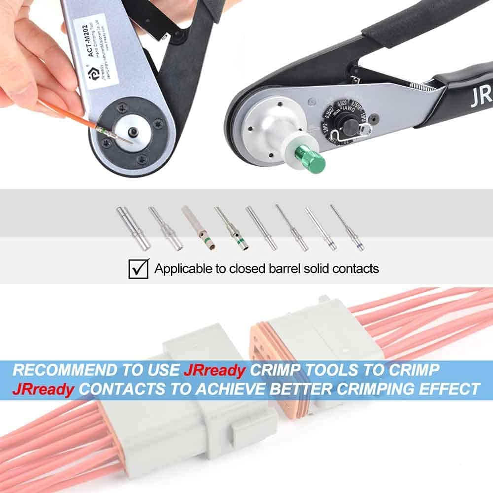 JRready ST6247 DT 3 Pin Connector 10 Sets, Gray Waterproof Electrical Wire Connector with Solid Contacts 14-16AWG