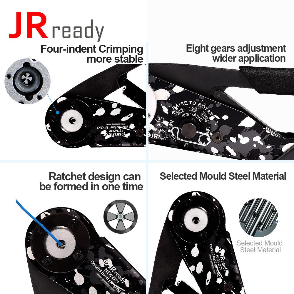 JRready NEW-DT1(HDT-48-00 ACT-M202 Equivalent) Small Size Crimp Tool for 12#,16#,20# Solid Contacts in DT DTM DTP Connectors  12-22 AWG