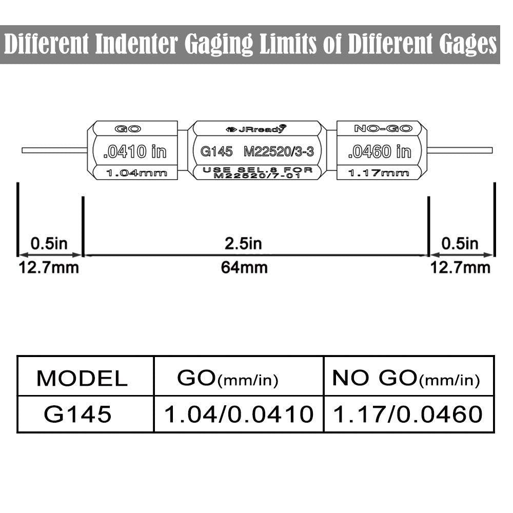 JRready G145 M22520/3-3 Go-no-go Gauge/Gage Measuring Tools For YJQ-W7A M22520/7-01 Wire Crimp Tool