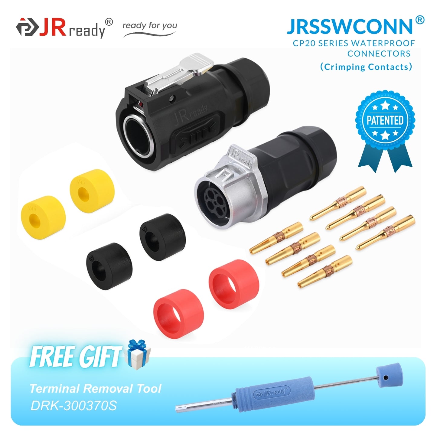 JRready JRSSW CP20 Series 2-Pin / 3-Pin / 4-Pin Crimping Type Plastic Plug & In-Line Socket