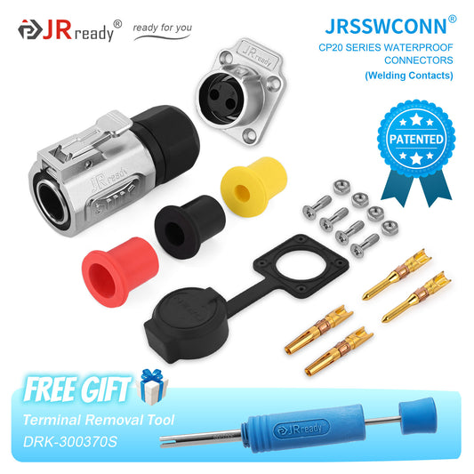 JRready JRSSW CP20 Series 4-Mounting Hole 2-Pin / 3-Pin / 4-Pin Soldering Type Metal / Plastic Plug & Socket Waterproof Connectors