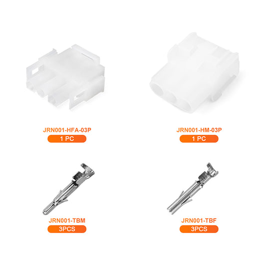 JRready MOLEX Connector JRN001 3 Pin (20Matched Sets), 2.13mm Diameter Sockets 14-20 AWG, Compatible with Molex MLX Power Connector, 6.35mm Pitch, Free Hanging(20 sets）