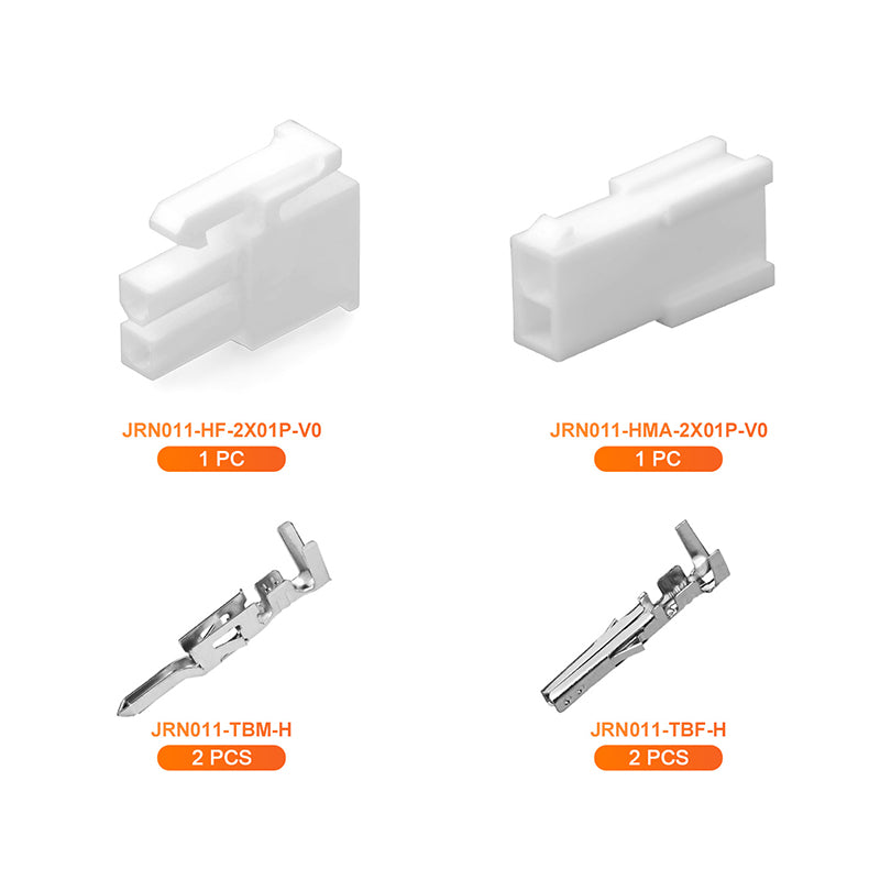 JRready JRN011 2 Pin Mini-Fit Power Wire Connector Kit 4.2mm Pitch Plug Receptacle Housing 18-24AWG Crimp Terminals Pin Sockets Natural（20 sets）