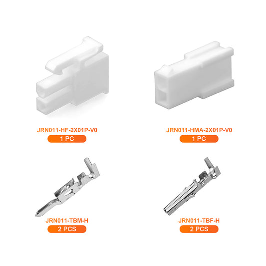 JRready JRN011 2 Pin Mini-Fit Power Wire Connector Kit 4.2mm Pitch Plug Receptacle Housing 18-24AWG Crimp Terminals Pin Sockets Natural（20 sets）