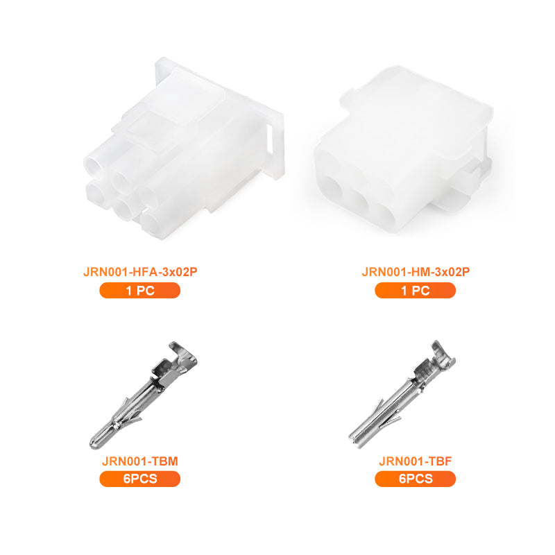 JRready MOLEX Connector JRN001 6 Pin (20Matched Sets), 2.13mm Diameter Sockets 14-20 AWG, Compatible with Molex MLX Power Connector, 6.35mm Pitch, Free Hanging(20 sets）