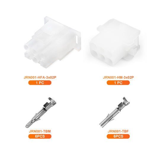 JRready MOLEX Connector JRN001 6 Pin (20Matched Sets), 2.13mm Diameter Sockets 14-20 AWG, Compatible with Molex MLX Power Connector, 6.35mm Pitch, Free Hanging(20 sets）