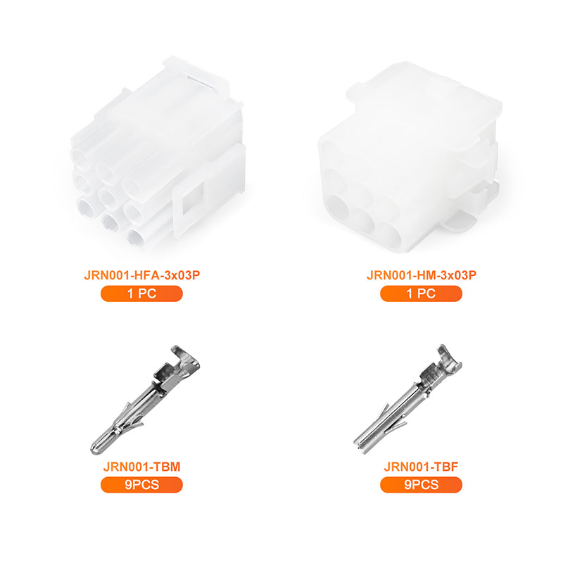 JRready MOLEX Connector JRN001 9 Pin (20Matched Sets), 2.13mm Diameter Sockets 14-20 AWG, Compatible with Molex MLX Power Connector, 6.35mm Pitch, Free Hanging(20 sets）