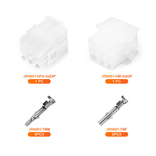 JRready MOLEX Connector JRN001 9 Pin (20Matched Sets), 2.13mm Diameter Sockets 14-20 AWG, Compatible with Molex MLX Power Connector, 6.35mm Pitch, Free Hanging(20 sets）