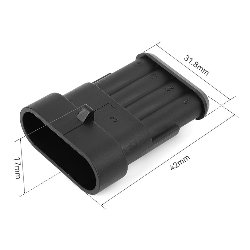 JRready Automotive Connectors 4 Pin Superseal 1.5 Series Waterproof Electrical Connectors (6 Matched Sets), 14-18 AWG, Compatible with AMP 282106-1 & 282088-1, Marine and Off-Road Wiring Reliability