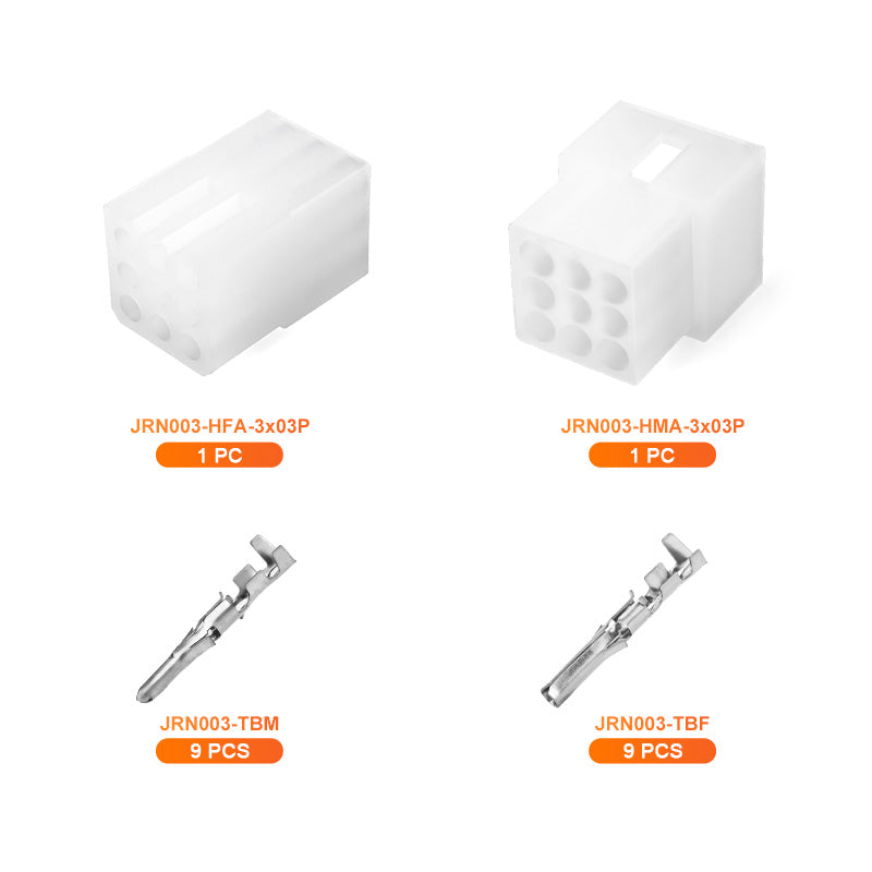 JRready JRN003 9 Pin Molex 062" Conenctor Kit Male and Female Power Housing Plug 18-24AWG Crimp Terminals 1.57mm Dia, Pins Sockets Standard .062" 03061092 and 03062092 3.68mm Pitch（20sets）