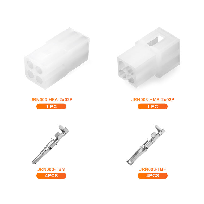 JRready JRN003 4 Pin 20Pairs 062" Connectors Kit 18-24AWG Pins and Sockets 3.68mm Pitch 4 Circuits Connector Power Housing Standard Molex 4Pin Male Female Connector 03061044 03062044（20 sets）