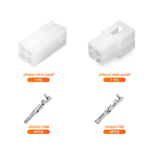 JRready JRN003 4 Pin 20Pairs 062" Connectors Kit 18-24AWG Pins and Sockets 3.68mm Pitch 4 Circuits Connector Power Housing Standard Molex 4Pin Male Female Connector 03061044 03062044（20 sets）