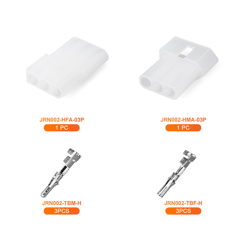 JRready JRN002 3 Pin Standard.093 Pin and Socket Connectors 3 Circuits (20 Matched Sets), 14-20 AWG, Compatible with Molex Standard.093 Male& Female Connector, 5.03 mm Pitch, Free Hanging