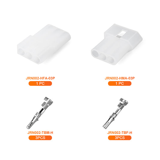 JRready JRN002 3 Pin Standard.093 Pin and Socket Connectors 3 Circuits (20 Matched Sets), 14-20 AWG, Compatible with Molex Standard.093 Male& Female Connector, 5.03 mm Pitch, Free Hanging