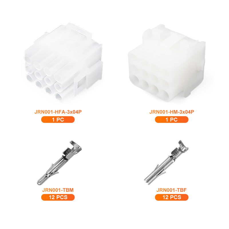 JRready MOLEX Connector JRN001 12 Pin (20Matched Sets), 2.13mm Diameter Sockets 14-20 AWG, Compatible with Molex MLX Power Connector, 6.35mm Pitch, Free Hanging(20 sets）