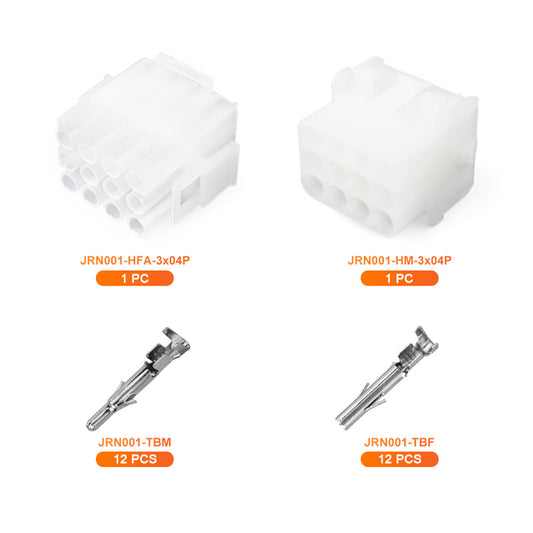 JRready MOLEX Connector JRN001 12 Pin (20Matched Sets), 2.13mm Diameter Sockets 14-20 AWG, Compatible with Molex MLX Power Connector, 6.35mm Pitch, Free Hanging(20 sets）