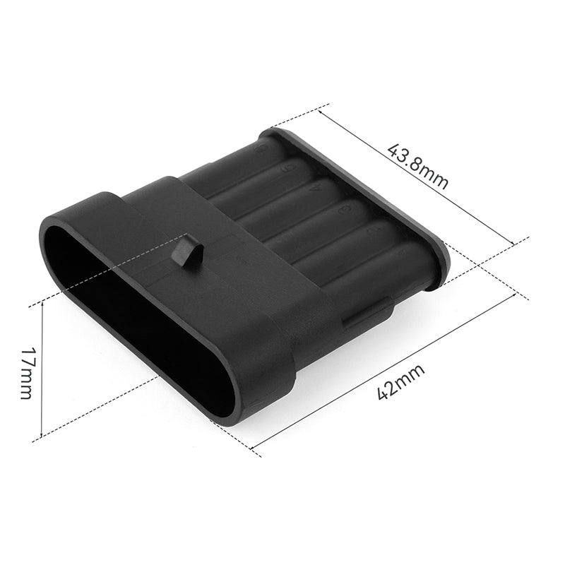 JRready 6-Pin Superseal 1.5 Series Sealed Connector Kit, 14-18 AWG Multi-Port Integrated Coupling High-Tenacity PA66 Housing Automotive Plug Set