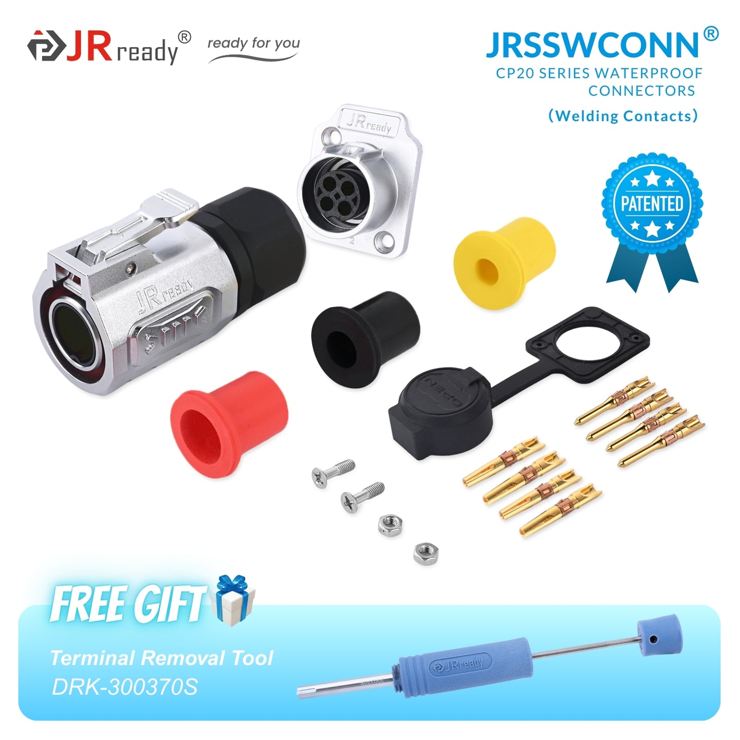 JRready JRSSW CP20 Series 2-Mounting Hole 2-Pin / 3-Pin / 4-Pin Soldering Type Metal / Plastic Plug & Socket Waterproof Connectors