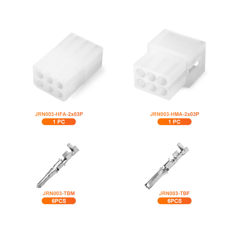 JRready JRN003 6 Pin 20Pairs Molex Connector .062" Pins and Sockets 1.57mm Diameter 18-24AWG Crimp Terminals Standard Molex .062“ 03061062 and 03062061 3.68mm Pitch 6Pin Connectors（20 sets）