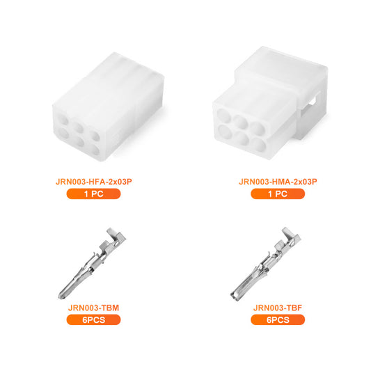 JRready JRN003 6 Pin 20Pairs Molex Connector .062" Pins and Sockets 1.57mm Diameter 18-24AWG Crimp Terminals Standard Molex .062“ 03061062 and 03062061 3.68mm Pitch 6Pin Connectors（20 sets）