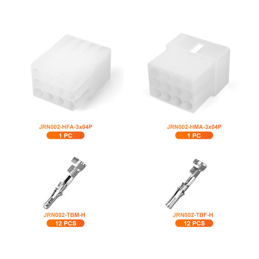 JRready JRN002 12 Pin Standard.093 Pin and Socket Connectors 12 Circuits (20 Matched Sets), 14-20 AWG, Compatible with Molex Standard.093 Male& Female Connector, 5.03 mm Pitch, Free Hanging