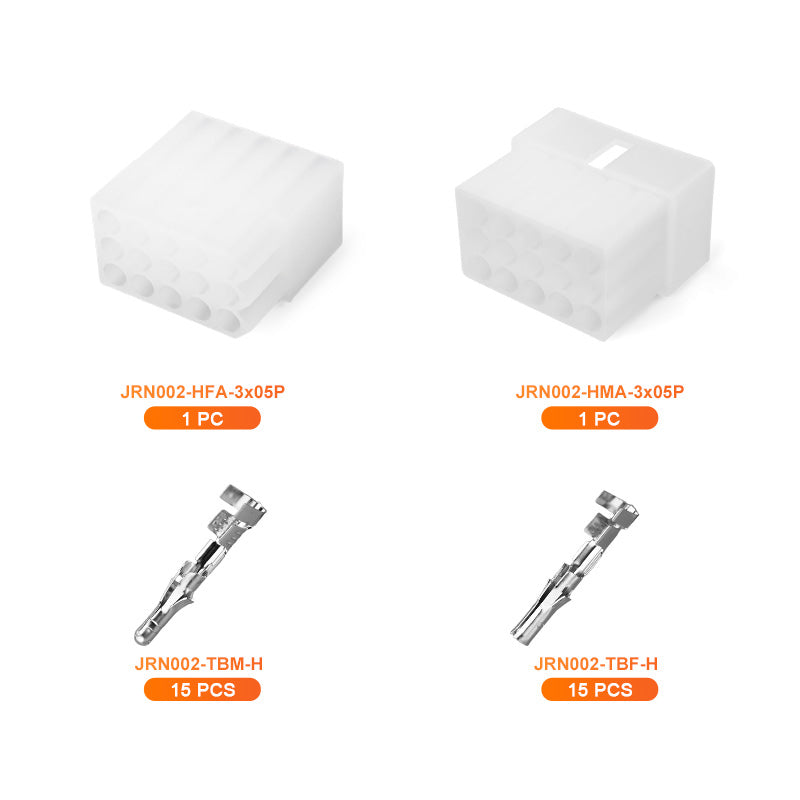 JRready JRN002 15 Pin Standard.093 Pin and Socket Connectors 15 Circuits (20 Matched Sets), 14-20 AWG, Compatible with Molex Standard.093 Male& Female Connector, 5.03 mm Pitch, Free Hanging