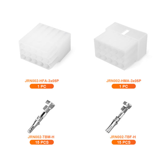 JRready JRN002 15 Pin Standard.093 Pin and Socket Connectors 15 Circuits (20 Matched Sets), 14-20 AWG, Compatible with Molex Standard.093 Male& Female Connector, 5.03 mm Pitch, Free Hanging
