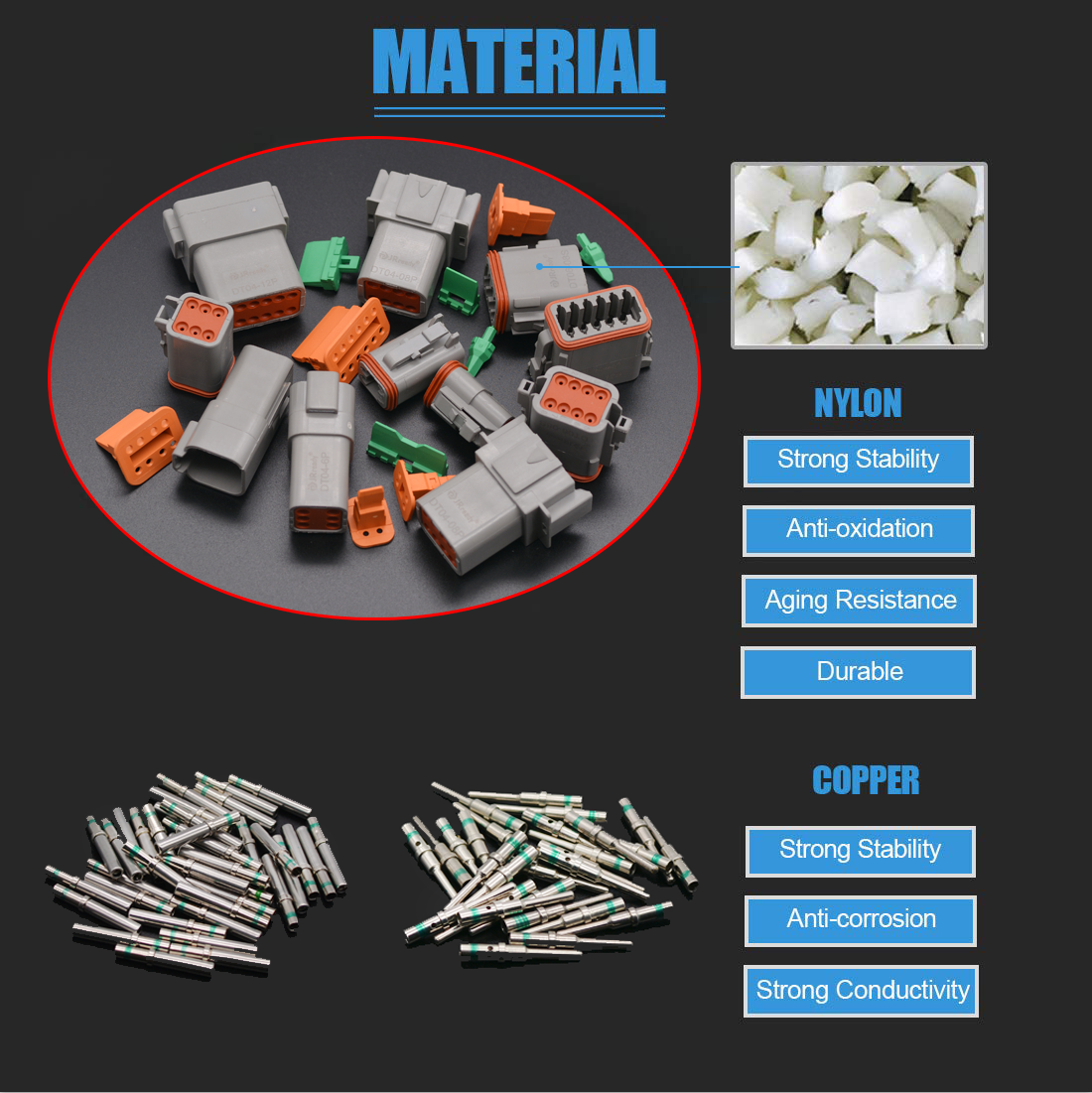 JRready DT 2 / 3 / 4 / 6 / 8 / 12 Pin Connectors & Solid Contacts 12 Pairs: ST6112-0212 / ST6113-0312 / ST6114-0412 / ST6115-0612 / ST6116-0812 / ST6117-1212