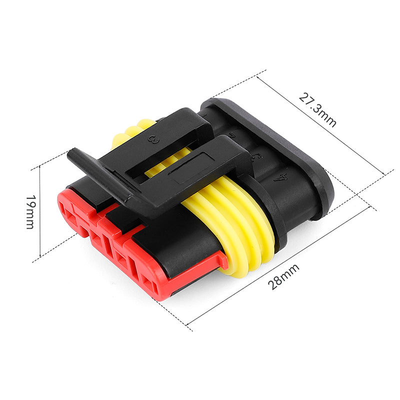JRready Automotive Connectors 4 Pin Superseal 1.5 Series Waterproof Electrical Connectors (6 Matched Sets), 14-18 AWG, Compatible with AMP 282106-1 & 282088-1, Marine and Off-Road Wiring Reliability
