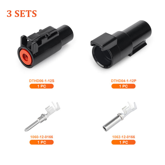 JRready Deutsch DTHD Series 1-Pin Kit with #4 Stamped Contacts, 6-10 AWG - High-Current Waterproof Marine, Truck, Agricultural & Alternative Energy