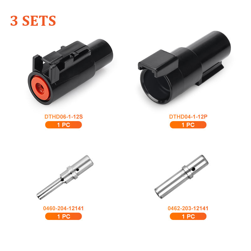 JRready Deutsch DTHD Series 1-Pin Kit with #8 Solid Contacts, 8-12 AWG - High-Current Waterproof Marine, Truck, Agricultural & Alternative Energy
