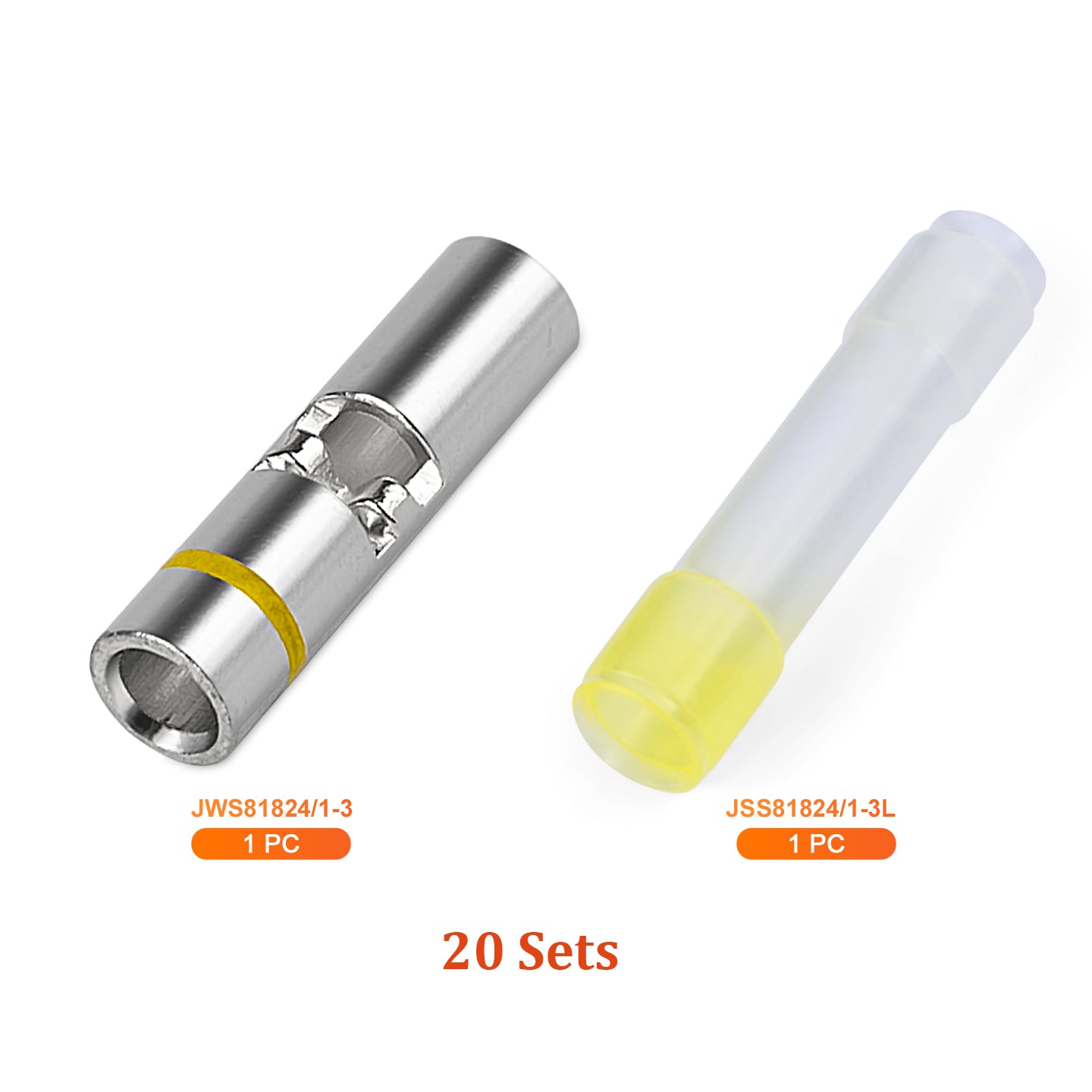 JRready 12-16 AWG Butt Connectors Kit (20 Sets) - Waterproof Wire Connectors & Wire Splice Connectors with Heat Shrink Tubes