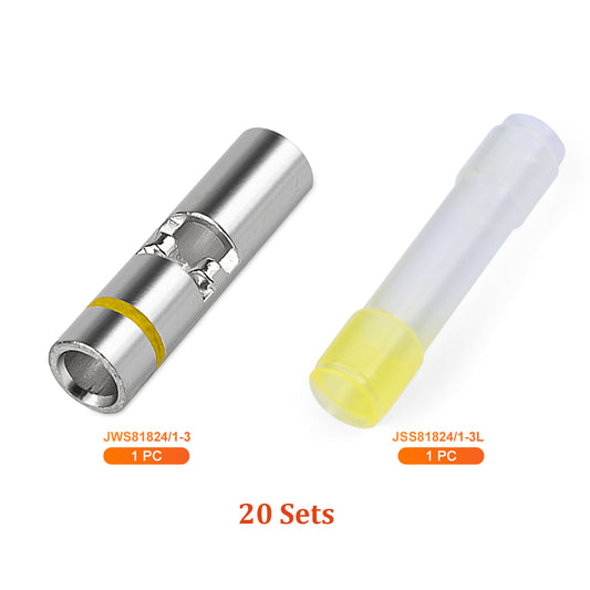 JRready 12-16 AWG Butt Connectors Kit (20 Sets) - Waterproof Wire Connectors & Wire Splice Connectors with Heat Shrink Tubes