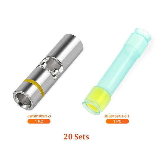 JRready 12-16 AWG Butt Connectors Kit (20 Sets) - Waterproof Wire Connectors & Wire Splice Connectors with Heat Shrink Tubes