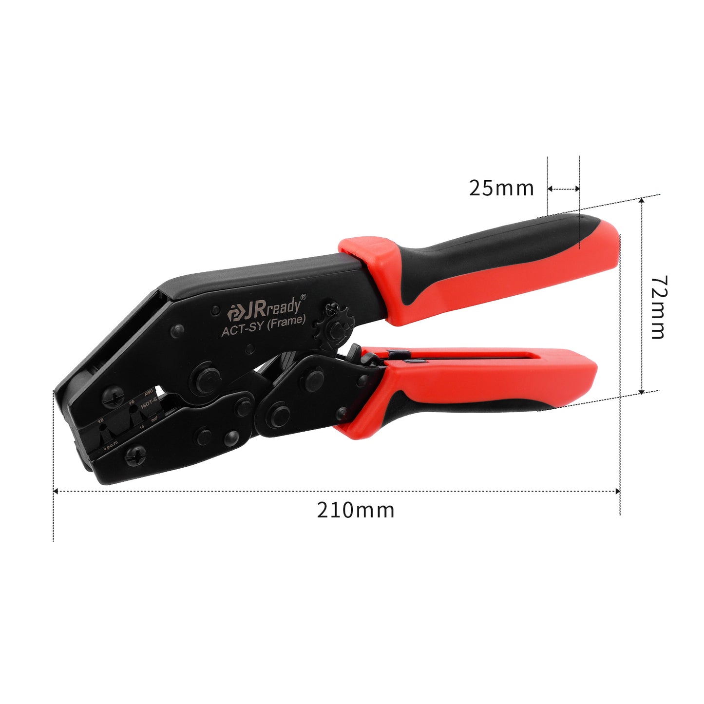 JRready ACT-SY-16DT-S Crimp Tool for Deutsch DT Series 16# Stamped and Formed Contacts, 14-20 AWG Heavy-Duty Construction Reliable Electrical Connectivity Ratchet Crimper